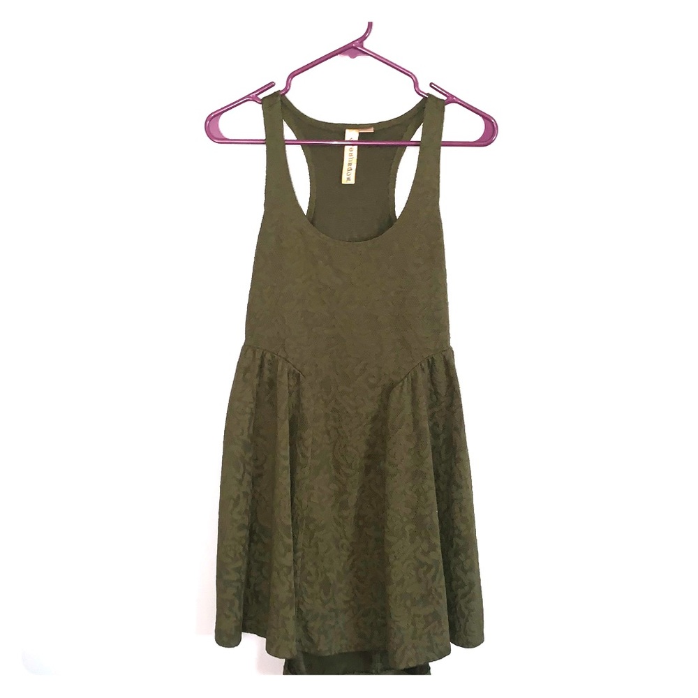 Medium Army Green Lace Design Dress